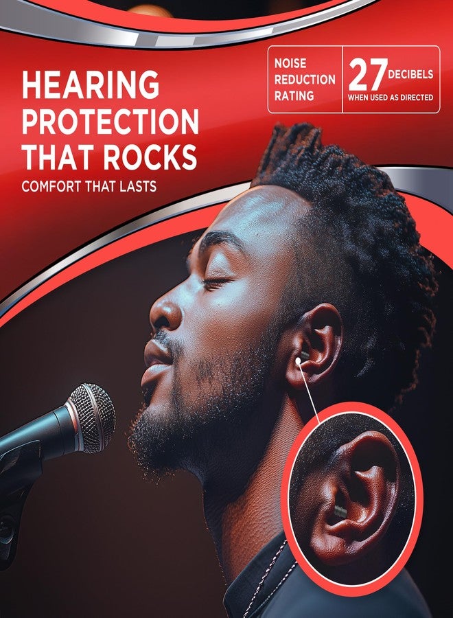 Hearos Earplugs Rock 'n Roll Series with Free Case, 1-Pair, NRR 27, TPE, Reusable, Black (309) - Image 3